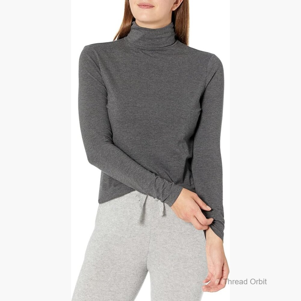 Plus Size Long Sleeve Turtleneck Sweater, Super Soft Fleece Pullover
